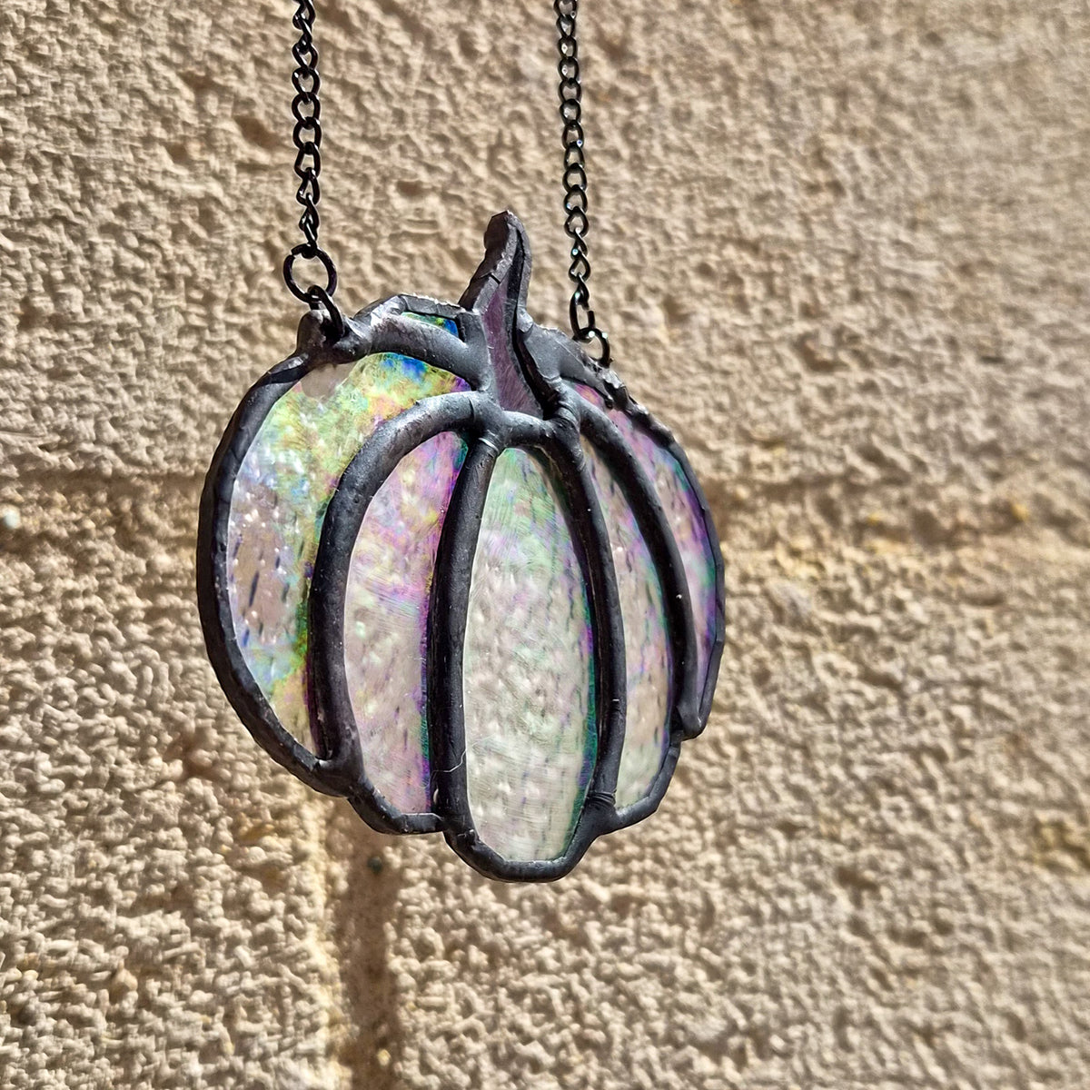 Citrouille Iridescente - Vitrail Tiffany, détail