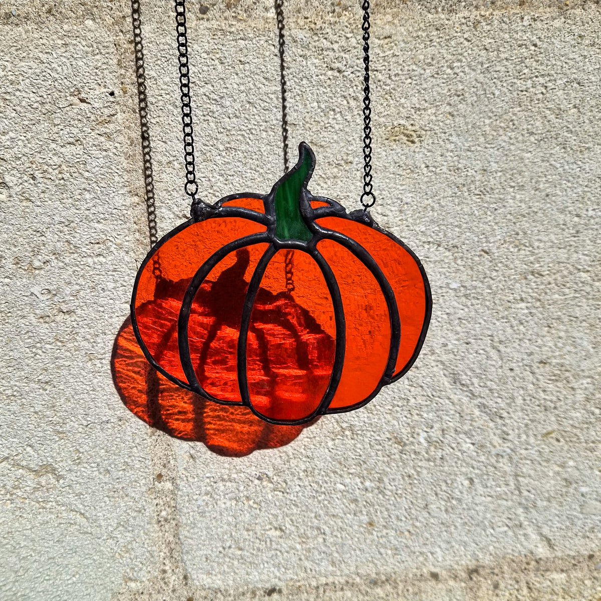 Citrouille Orange - Vitrail Tiffany, détail