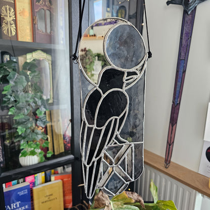 Le corbeau Huginn, La Pensée - Vitrail Tiffany